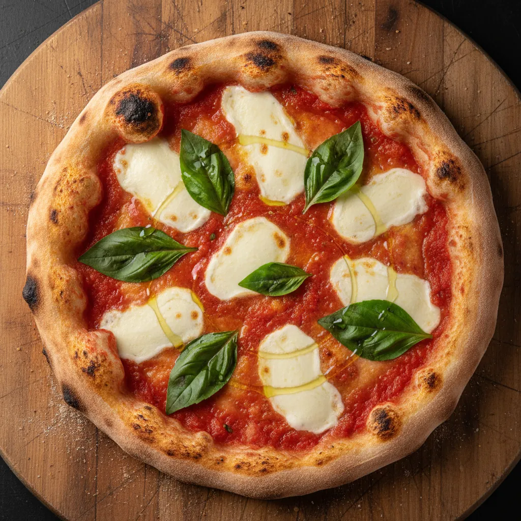 Verse Margherita pizza uit de steenoven